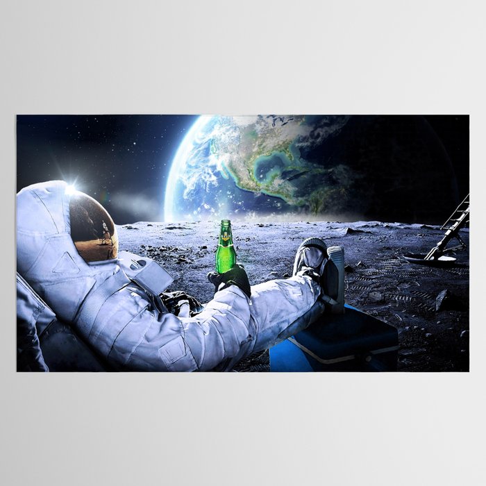 Astronaut on the Moon with beer Tablecloth Gallery Image 2