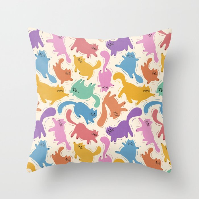 Rainbow Cats Throw Pillow Gallery Image 1