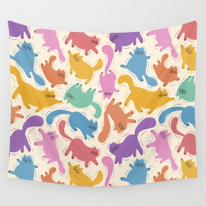 Rainbow Cats Wall Tapestry Gallery Image 1