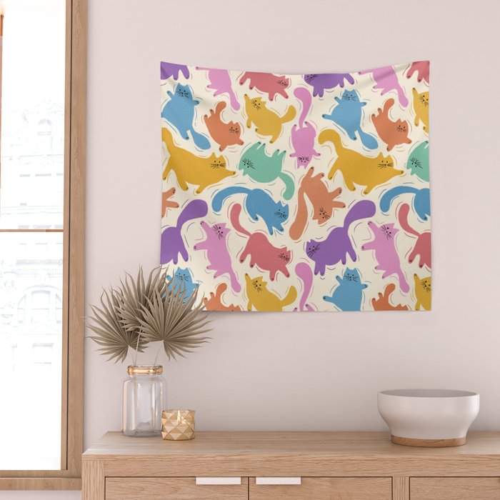 Rainbow Cats Wall Tapestry Gallery Image 2