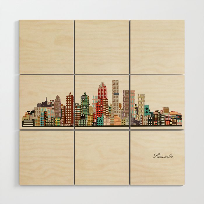 louisville kentucky skyline Wood Wall Art Gallery Image 1