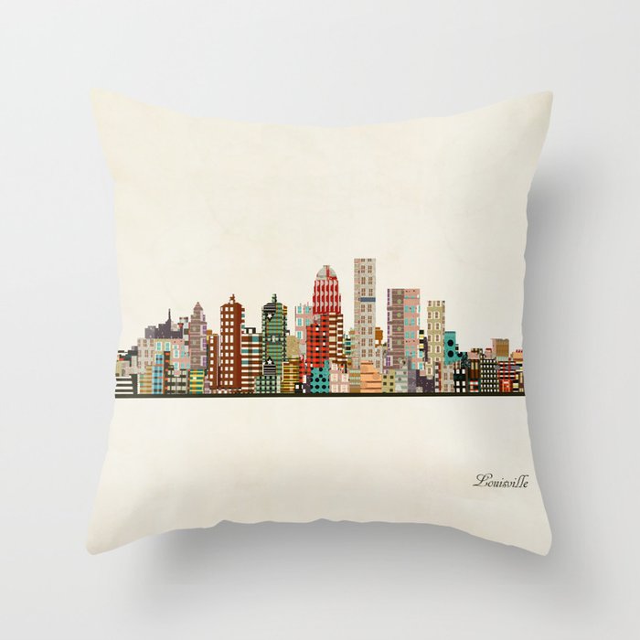 louisville kentucky skyline Throw Pillow Gallery Image 1