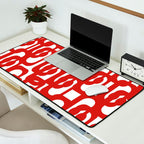 Mid Century Modern Contemporary Loop Pattern in Red and White Desk Mat Gallery Image 2