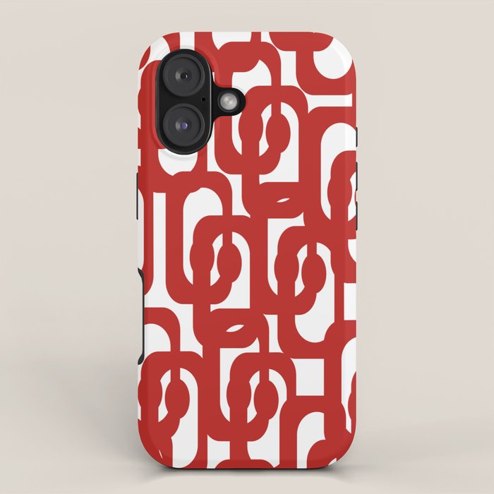 Mid Century Modern Contemporary Loop Pattern in Red and White iPhone Case Gallery Image 1