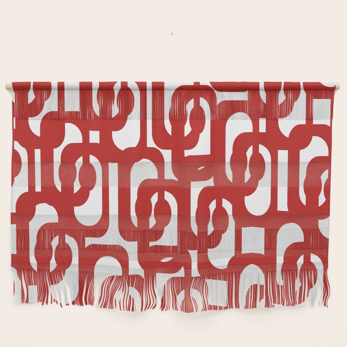 Mid Century Modern Contemporary Loop Pattern in Red and White Wall Hanging Gallery Image 1