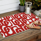 Mid Century Modern Contemporary Loop Pattern in Red and White Outdoor Rug Gallery Image 2