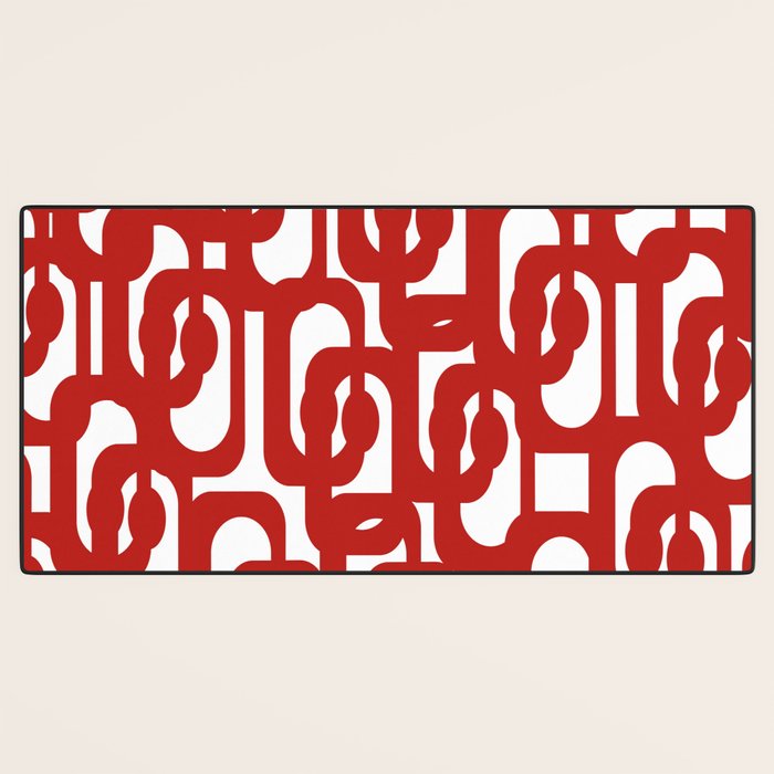Mid Century Modern Contemporary Loop Pattern in Red and White Desk Mat Gallery Image 3