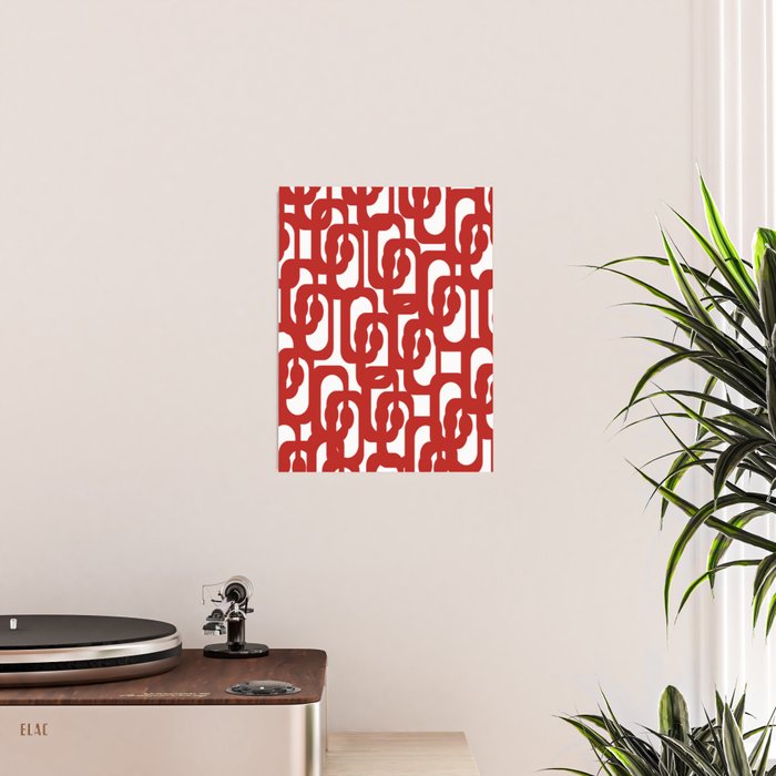 Mid Century Modern Contemporary Loop Pattern in Red and White Poster Gallery Image 2