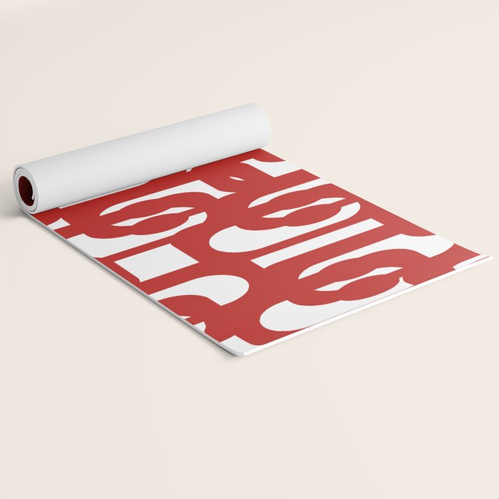 Mid Century Modern Contemporary Loop Pattern in Red and White Yoga Mat Gallery Image 2