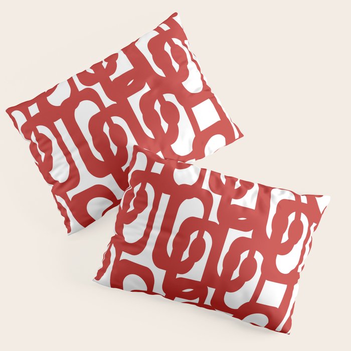 Mid Century Modern Contemporary Loop Pattern in Red and White Pillow Sham Gallery Image 3