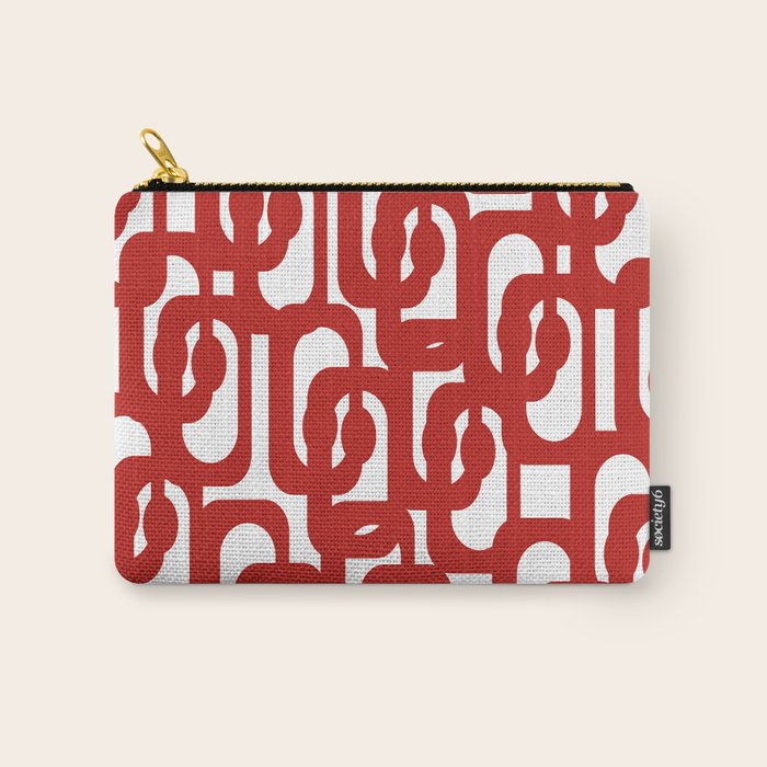 Mid Century Modern Contemporary Loop Pattern in Red and White Carry All Pouch Gallery Image 1