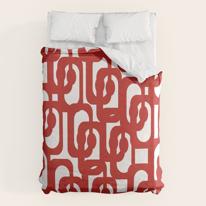 Mid Century Modern Contemporary Loop Pattern in Red and White Duvet Cover Gallery Image 6