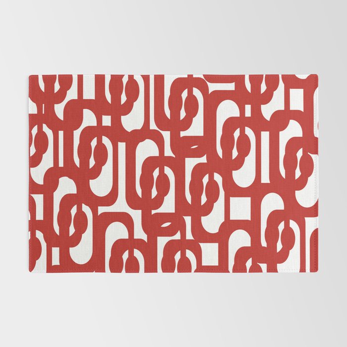 Mid Century Modern Contemporary Loop Pattern in Red and White Rug Gallery Image 2