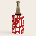 Mid Century Modern Contemporary Loop Pattern in Red and White Wine Chiller Gallery Image 3