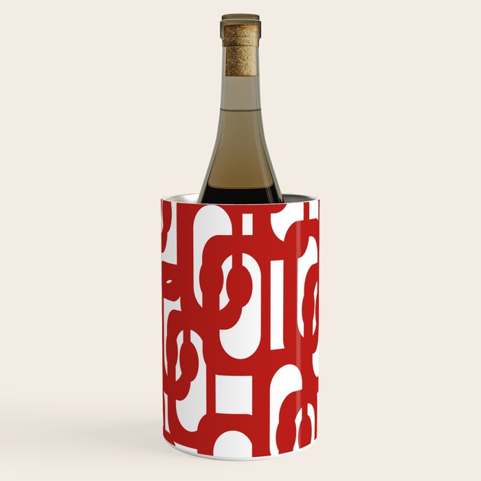 Mid Century Modern Contemporary Loop Pattern in Red and White Wine Chiller Gallery Image 3