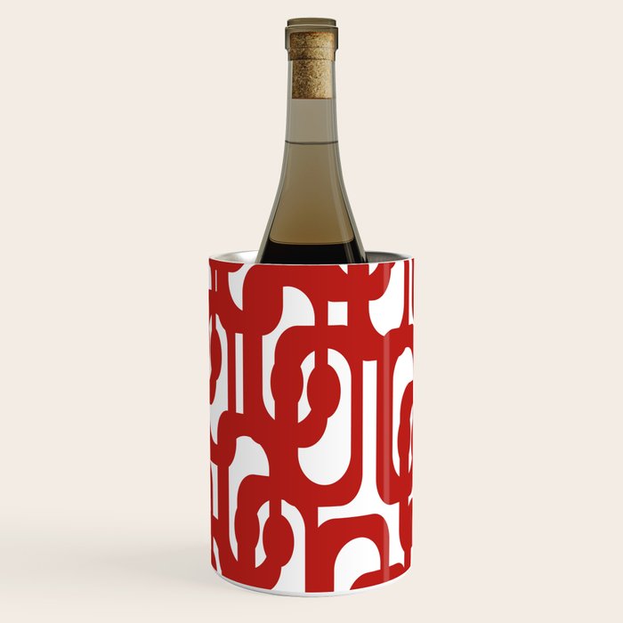 Mid Century Modern Contemporary Loop Pattern in Red and White Wine Chiller Gallery Image 2