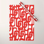 Mid Century Modern Contemporary Loop Pattern in Red and White Wrapping Paper Gallery Image 1