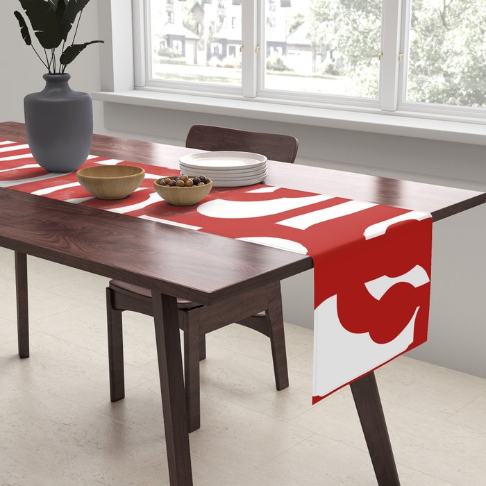 Mid Century Modern Contemporary Loop Pattern in Red and White Table Runner Gallery Image 2