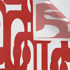 Mid Century Modern Contemporary Loop Pattern in Red and White Wall Tapestry Gallery Image 3