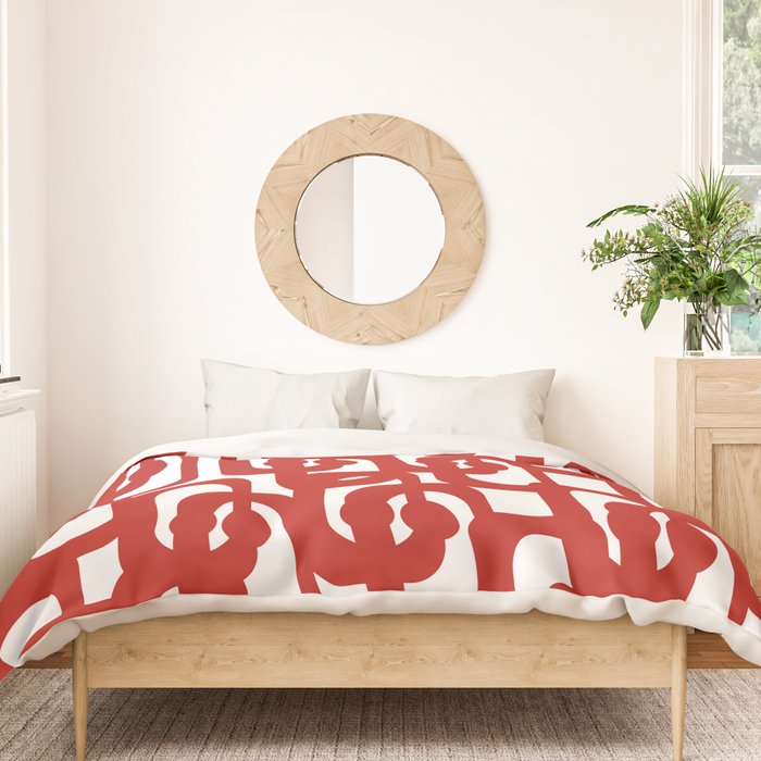 Mid Century Modern Contemporary Loop Pattern in Red and White Duvet Cover Gallery Image 3