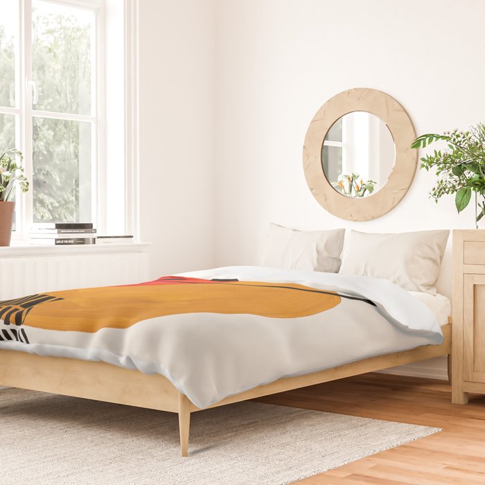 Mid Century Modern Abstract Vintage Pop Art Space Age Pattern Orange Yellow Black Orbit  Duvet Cover Gallery Image 2