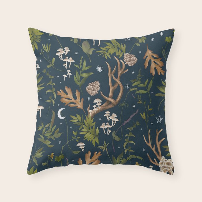 Whimsical Woodland Night Throw Pillow Gallery Image 6