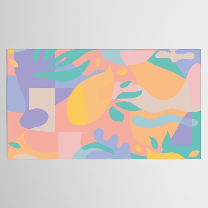 Lemons in Amalfi / Abstract shapes, Pink, Turquoise, Yellow, Lavender Tablecloth Gallery Image 2
