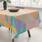 Lemons in Amalfi / Abstract shapes, Pink, Turquoise, Yellow, Lavender Tablecloth Gallery Image 3
