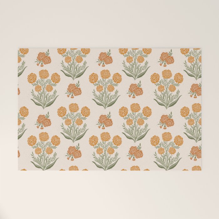 Marigold Block Print Welcome Mat Gallery Image 1