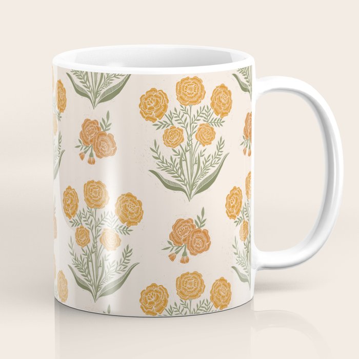 Marigold Block Print Coffee Mug Gallery Image 1