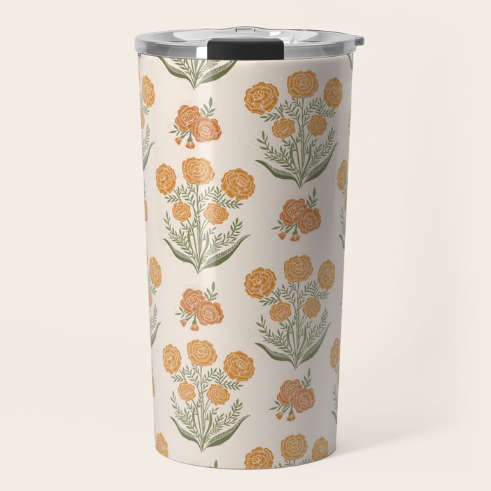 Marigold Block Print Travel Mug Gallery Image 1