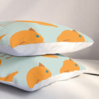 Birdies - Cute Bird Pattern in Orange, Rust, and Light Aqua Pillow Sham Gallery Image 3