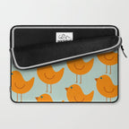 Birdies - Cute Bird Pattern in Orange, Rust, and Light Aqua Laptop Sleeve Gallery Image 2