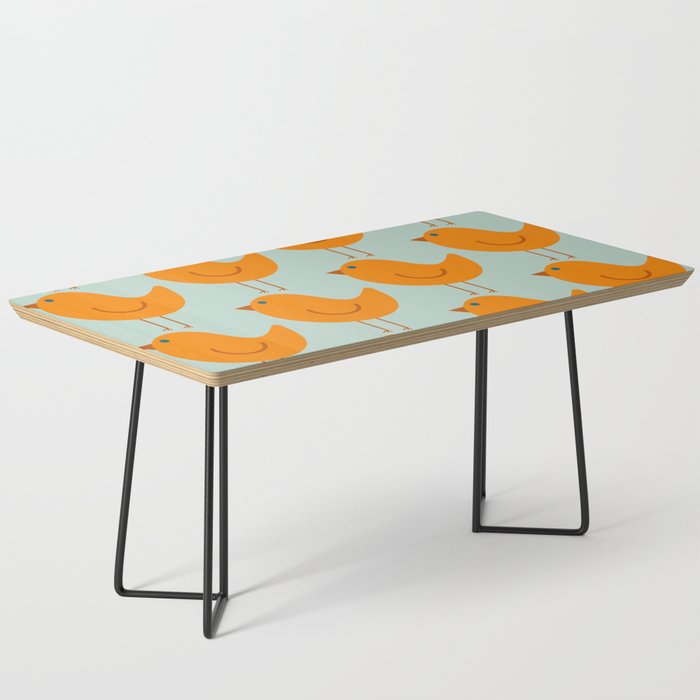 Birdies - Cute Bird Pattern in Orange, Rust, and Light Aqua Coffee Table Gallery Image 1