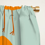 Birdies - Cute Bird Pattern in Orange, Rust, and Light Aqua Window Curtain Gallery Image 2