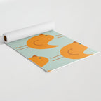 Birdies - Cute Bird Pattern in Orange, Rust, and Light Aqua Yoga Mat Gallery Image 2