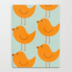 Birdies - Cute Bird Pattern in Orange, Rust, and Light Aqua Notebook Gallery Image 4