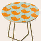 Birdies - Cute Bird Pattern in Orange, Rust, and Light Aqua Side Table Gallery Image 2