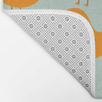 Birdies - Cute Bird Pattern in Orange, Rust, and Light Aqua Bath Mat Gallery Image 2