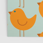 Birdies - Cute Bird Pattern in Orange, Rust, and Light Aqua Poster Gallery Image 3