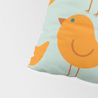 Birdies - Cute Bird Pattern in Orange, Rust, and Light Aqua Pillow Sham Gallery Image 4
