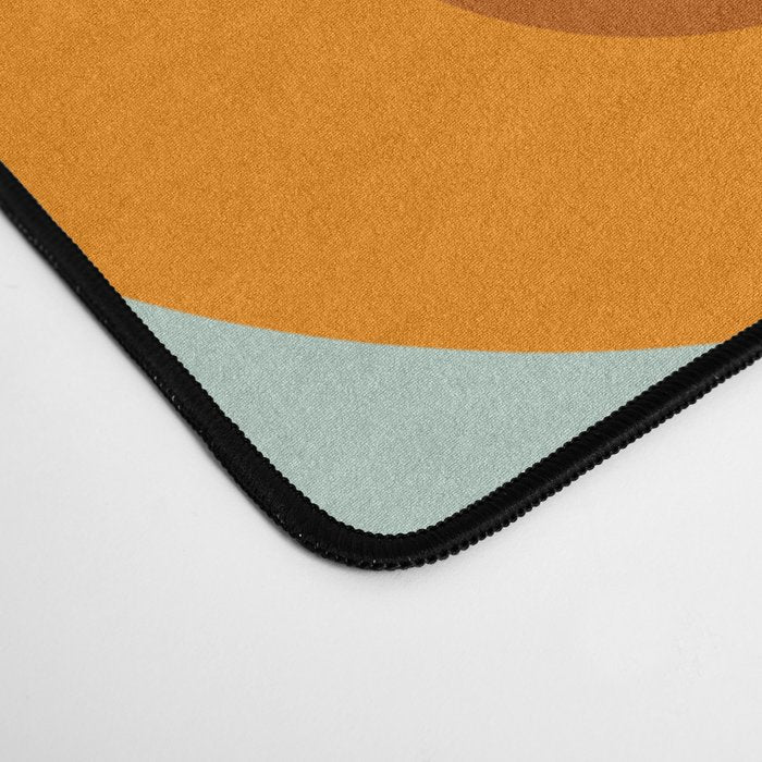 Birdies - Cute Bird Pattern in Orange, Rust, and Light Aqua Desk Mat Gallery Image 4