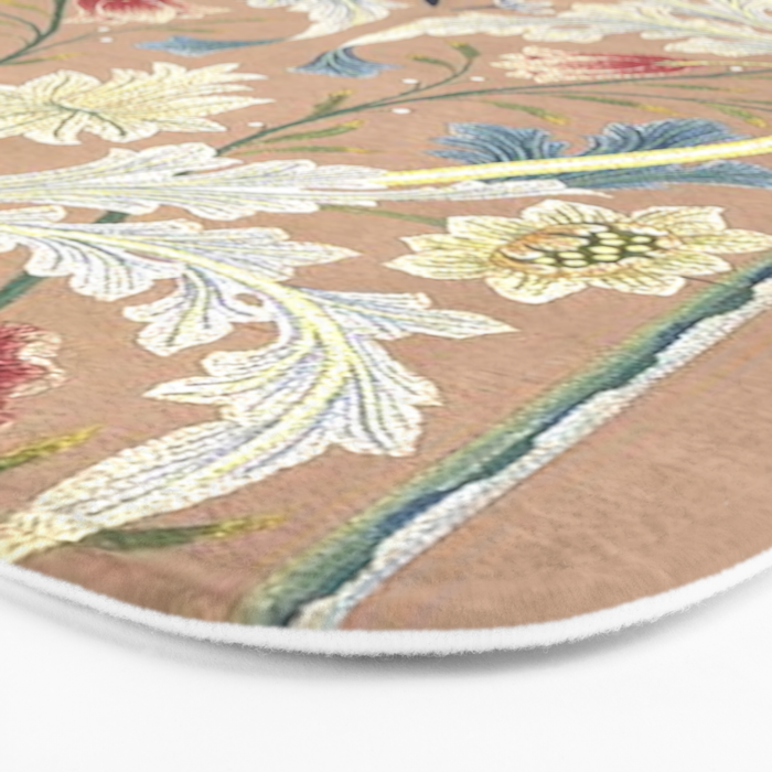 William Morris Antique Floral Embroidery Panel 1875 Bath Mat Gallery Image 3