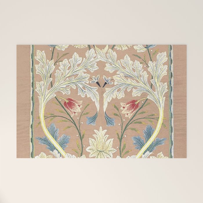 William Morris Antique Floral Embroidery Panel 1875 Welcome Mat Gallery Image 1