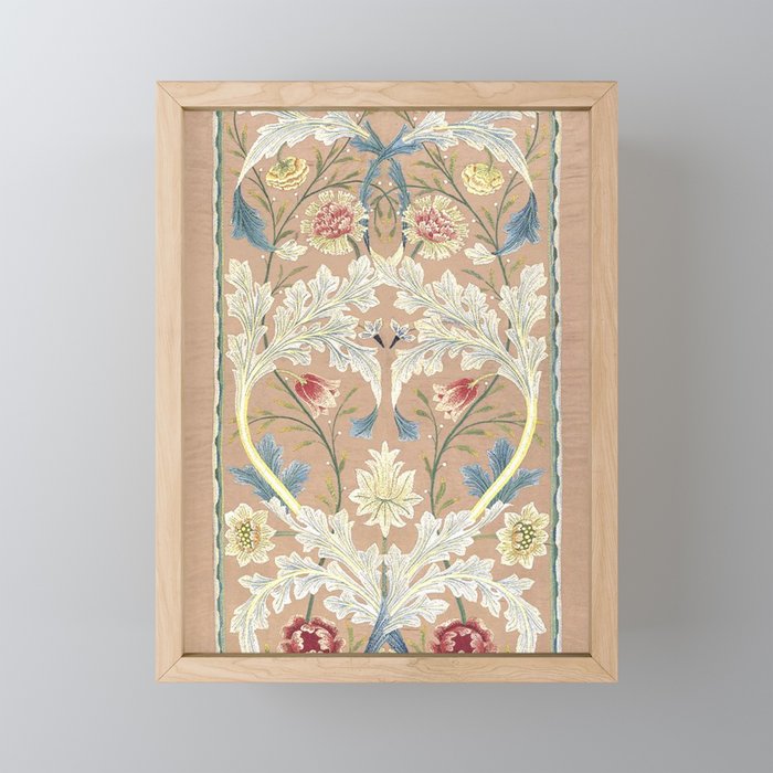 William Morris Antique Floral Embroidery Panel 1875 Mini Art Print Gallery Image 1