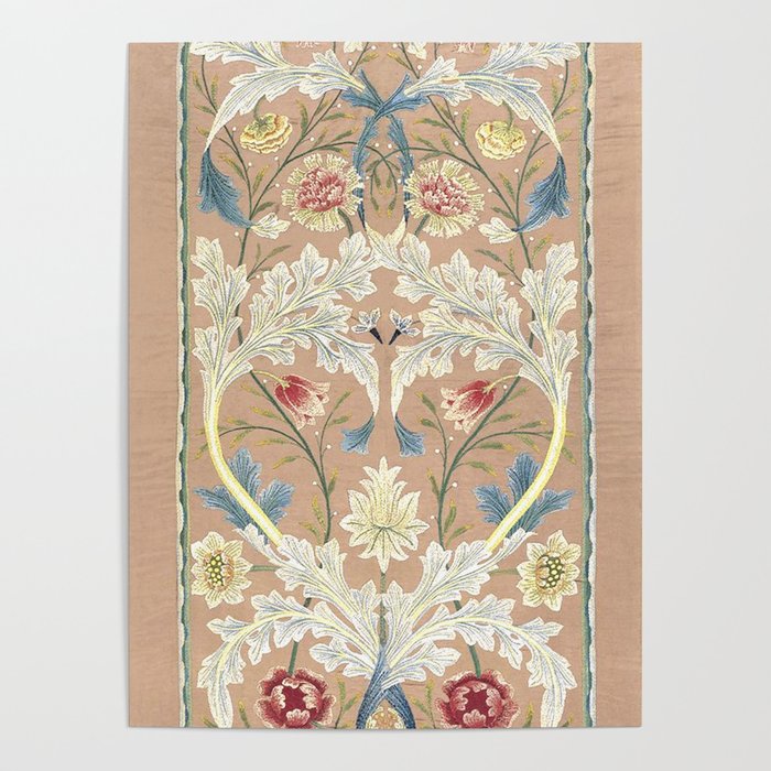 William Morris Antique Floral Embroidery Panel 1875 Poster Gallery Image 1