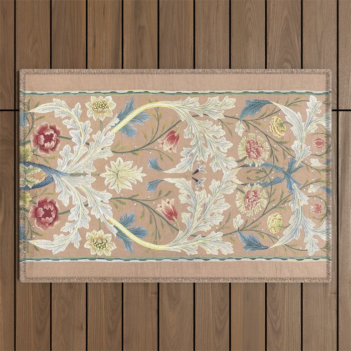 William Morris Antique Floral Embroidery Panel 1875 Outdoor Rug Gallery Image 1