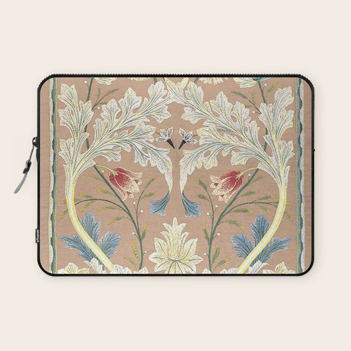William Morris Antique Floral Embroidery Panel 1875 Laptop Sleeve Gallery Image 1