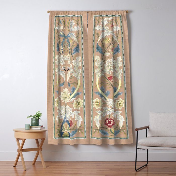 William Morris Antique Floral Embroidery Panel 1875 Window Curtain Gallery Image 5