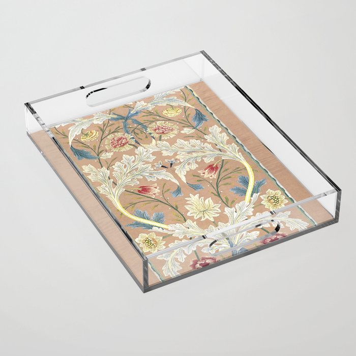 William Morris Antique Floral Embroidery Panel 1875 Acrylic Tray Gallery Image 1